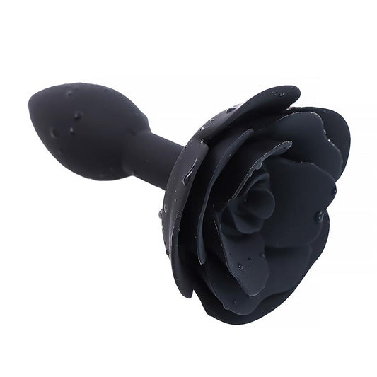 A-GUSTO - ROSE SILICONE BUTT PLUG BLACK