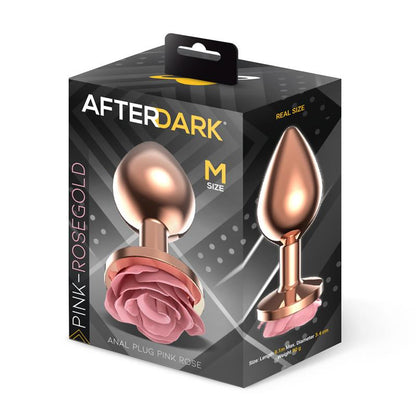 AFTERDARK - ROSEGOLD METAL ANAL PLUG WITH PINK ROSE BASE - SIZE M
