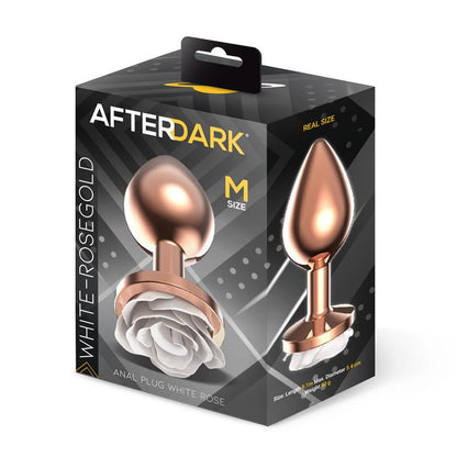 AFTERDARK - ROSEGOLD METAL ANAL PLUG WITH WHITE ROSE BASE - SIZE M