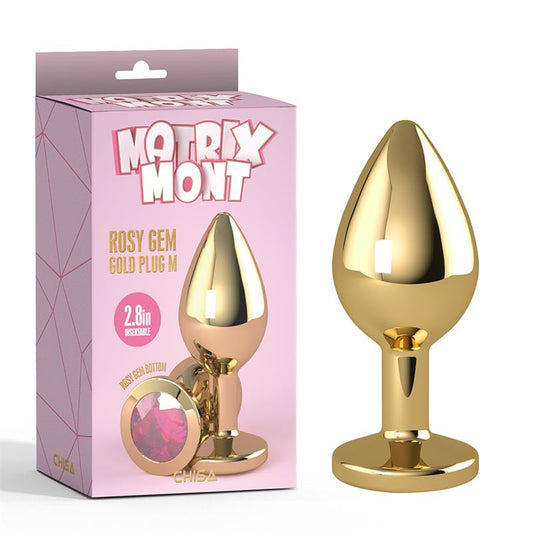 CHISA - ROSY GEM GOLDEN ANAL PLUG WITH JEWEL SIZE M