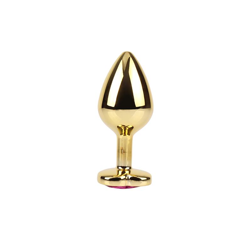 CHISA - ROSY HEART GOLDEN ANAL PLUG WITH JEWEL SIZE M