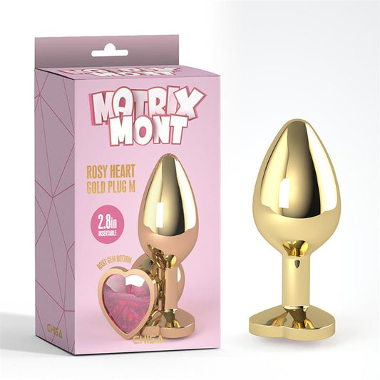 CHISA - ROSY HEART GOLDEN ANAL PLUG WITH JEWEL SIZE M