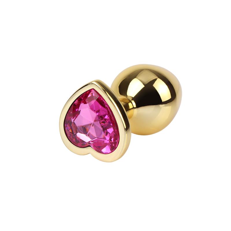 CHISA - ROSY HEART GOLDEN ANAL PLUG WITH JEWEL SIZE M