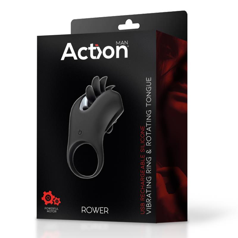 ACTION - ROWER VIBRATING RING WITH ROTATING TONGUE