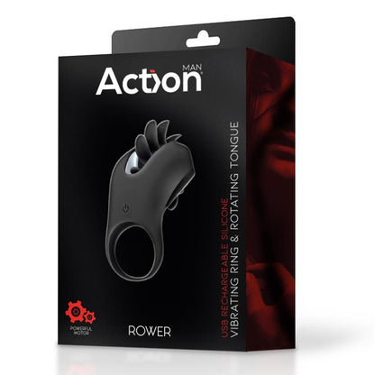 ACTION - ROWER VIBRATING RING WITH ROTATING TONGUE