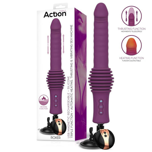 ACTION - ROXER HEATING, THRUSTING AND VIBRATING SEX MACHINE WITH REMOTE CONTROL