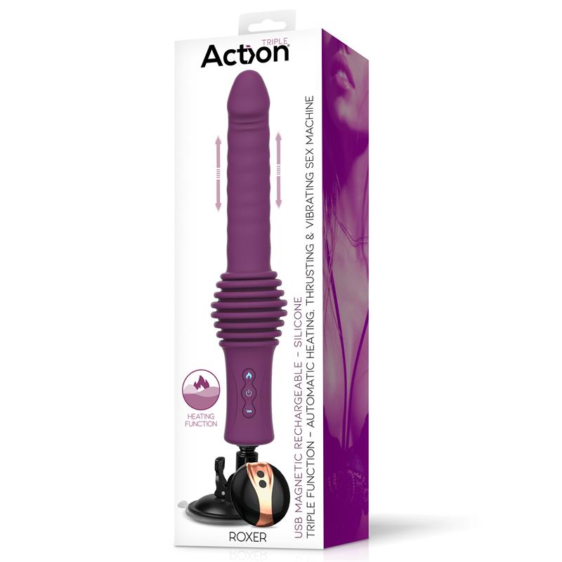 ACTION - ROXER HEATING, THRUSTING AND VIBRATING SEX MACHINE WITH REMOTE CONTROL
