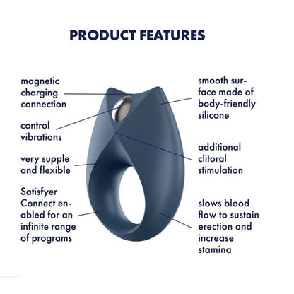 SATISFYER - ROYAL ONE VIBRATING RING WITH APP BLUE