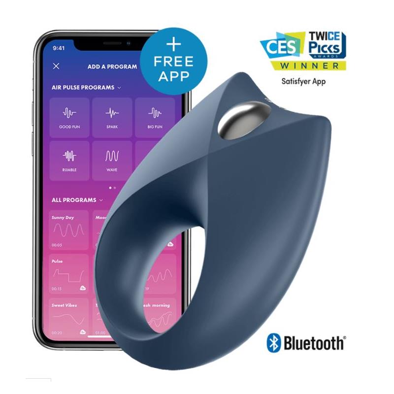 SATISFYER - ROYAL ONE VIBRATING RING WITH APP BLUE