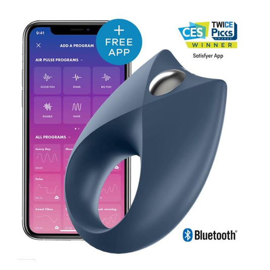 SATISFYER - ROYAL ONE VIBRATING RING WITH APP BLUE