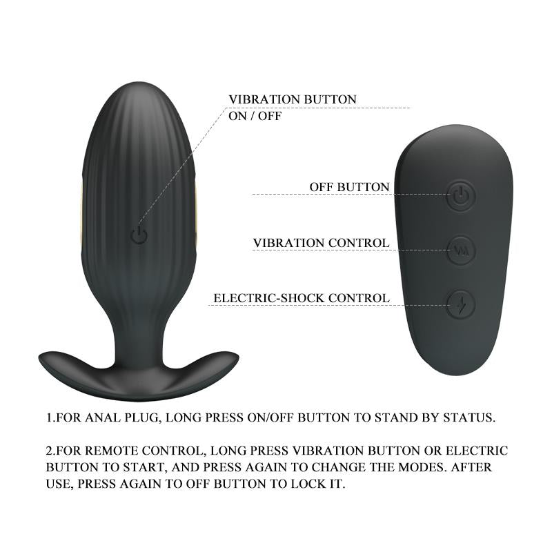 PRETTYLOVE - ROYAL PLEASURE BUTT PLUG WITH ELECTRO STIMULATION USB