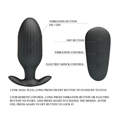 PRETTYLOVE - ROYAL PLEASURE BUTT PLUG WITH ELECTRO STIMULATION USB