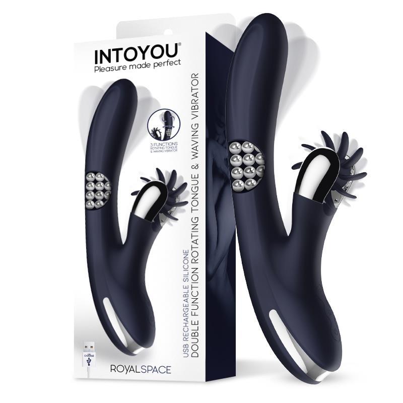 INTOYOU - ROYALSPACE VIBE WITH ROTATING TONGUES AND 360º INTERNAL BEADS BLUE