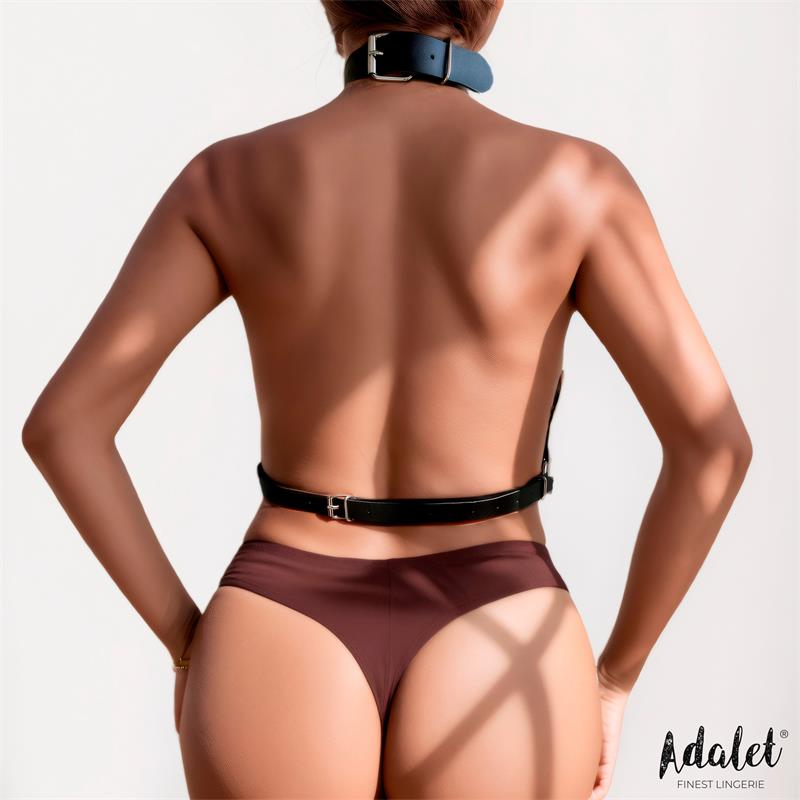 ADALET LINGERIE - SAMARA VEGAN LEATHER CHEST HARNESS WITH CHAIN ONE SIZE
