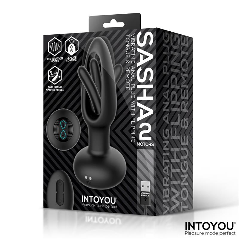 INTOYOU - PLUG VIBRANT SASHA AVEC LANGUE ROTATIVE ET TÉLÉCOMMANDE