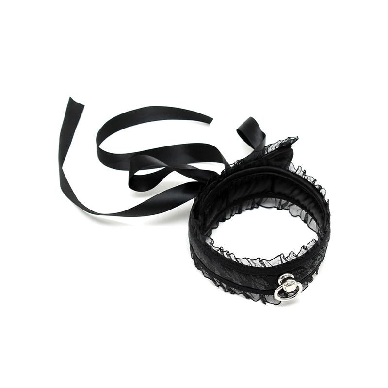 BONDAGE PLAY - SATIN LOOK COLLAR BLACK