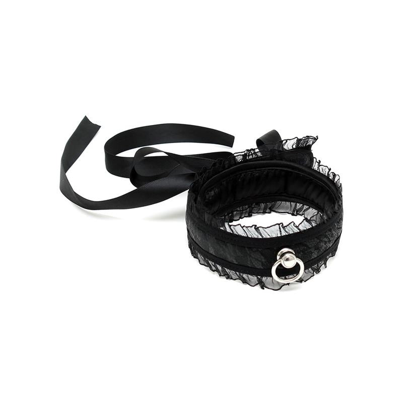 BONDAGE PLAY - SATIN LOOK COLLAR BLACK