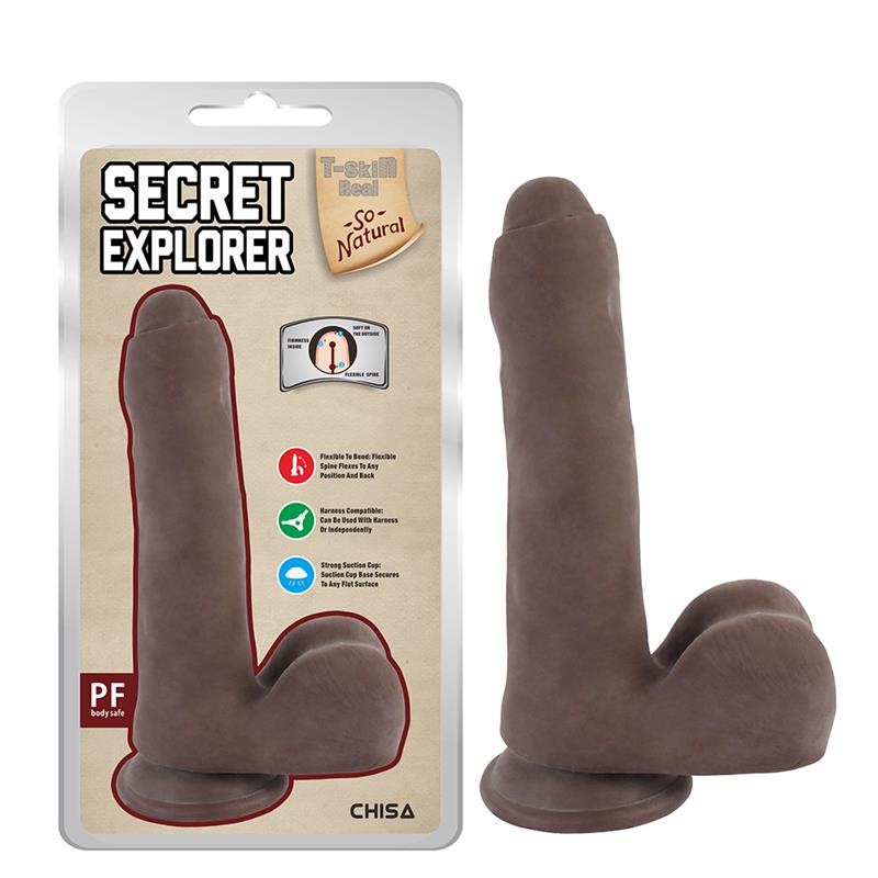 CHISA - SECRET EXPLORER DUAL-DENSITY DILDO BROWN 20CM