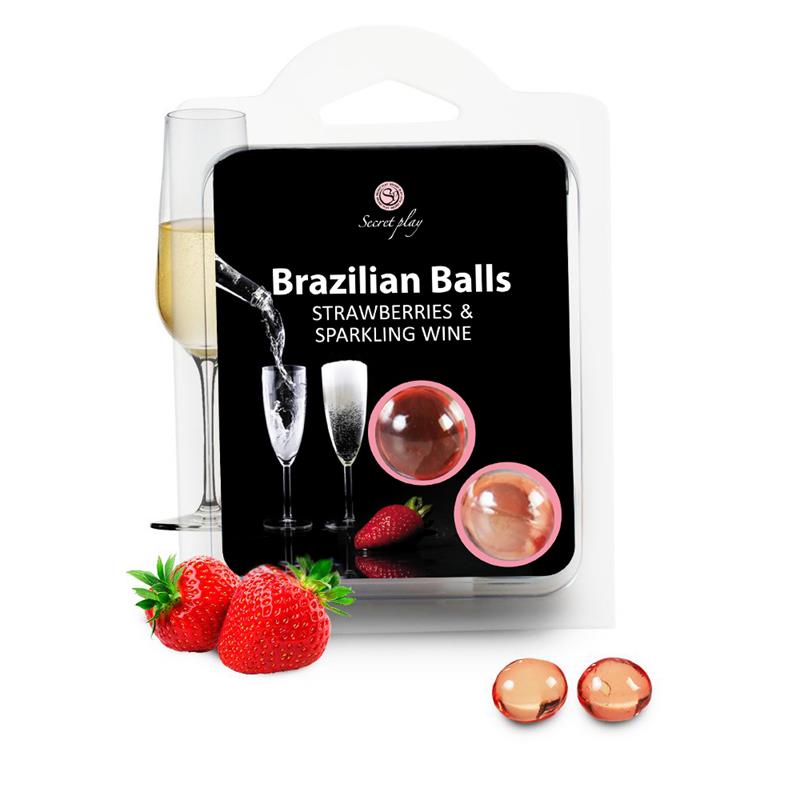SECRET PLAY - 2 STRAWBERRY AND CHAMPAGNE BRAZILIAN BALLS SET