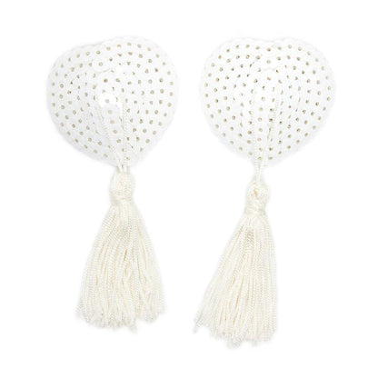 LATETOBED BDSM LINE - SEQUIN NIPPLE COVER WITH TASSEL WHITE