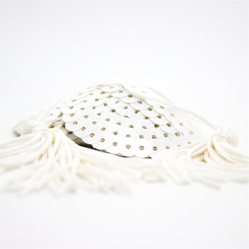 LATETOBED BDSM LINE - SEQUIN NIPPLE COVER WITH TASSEL WHITE