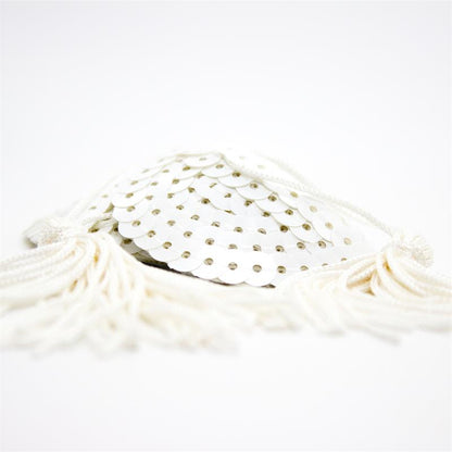 LATETOBED BDSM LINE - SEQUIN NIPPLE COVER WITH TASSEL WHITE