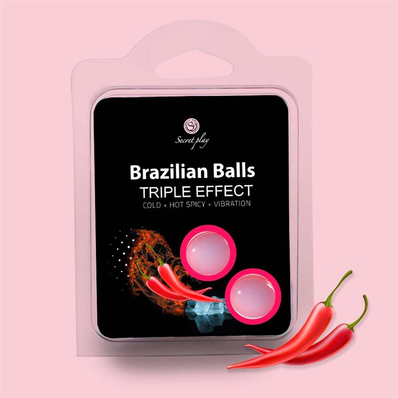 SECRET PLAY - SET 2 BRAZILIAN BALLS TRIPLE EFFECT (HEAT, COLD AND VIBRATION)