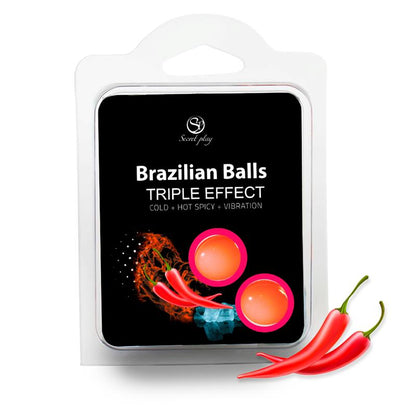 SECRET PLAY - SET 2 BRAZILIAN BALLS TRIPLE EFFECT (HEAT, COLD AND VIBRATION)