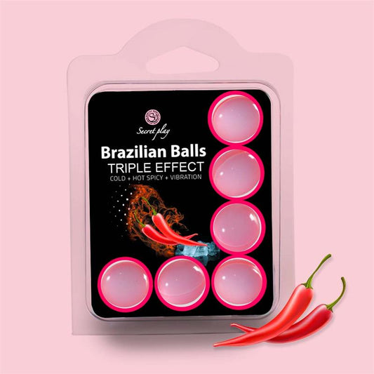 SECRET PLAY - SET 6 BRAZILIAN BALLS TRIPLE EFFECT (HEAT, COLD AND VIBRATION)
