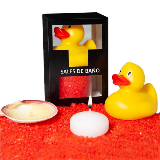 DIVERTY SEX - SET BATH SALTS AROMA RED FRUITS, DUCK, CANDLE AND SHELL 150 GR
