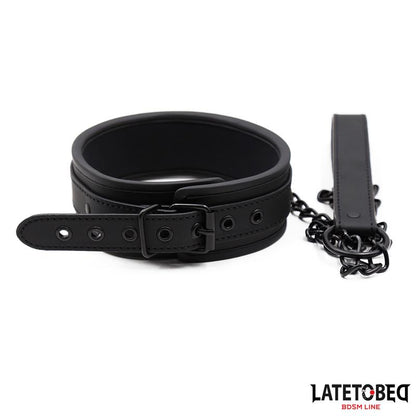 LATETOBED BDSM LINE - SET COLLAR AND LEASH NEOPRENE BLACK