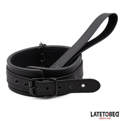 LATETOBED BDSM LINE - SET COLLAR AND LEASH NEOPRENE BLACK