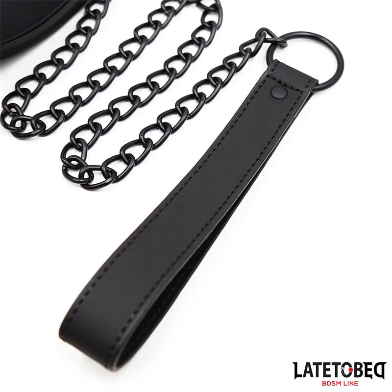 LATETOBED BDSM LINE - SET COLLAR AND LEASH NEOPRENE BLACK
