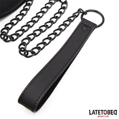 LATETOBED BDSM LINE - SET COLLAR AND LEASH NEOPRENE BLACK