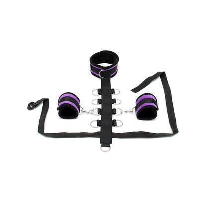 BONDAGE PLAY - SET COLLAR WITH CUFFS PURPURA