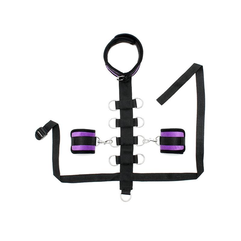 BONDAGE PLAY - SET COLLAR WITH CUFFS PURPURA