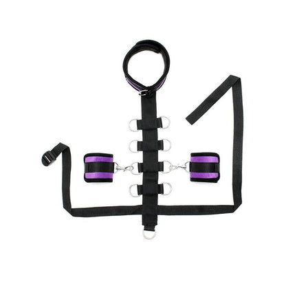 BONDAGE PLAY - SET COLLAR WITH CUFFS PURPURA