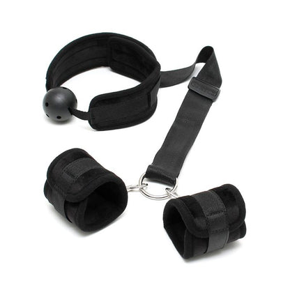BONDAGE PLAY - SET MOUTHGAG WITH CUFFS BLACK