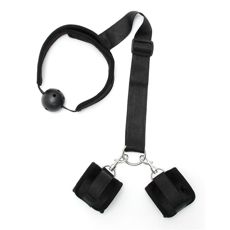 BONDAGE PLAY - SET MOUTHGAG WITH CUFFS BLACK
