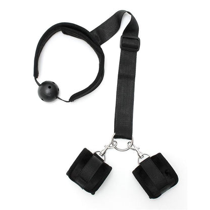 BONDAGE PLAY - SET MOUTHGAG WITH CUFFS BLACK