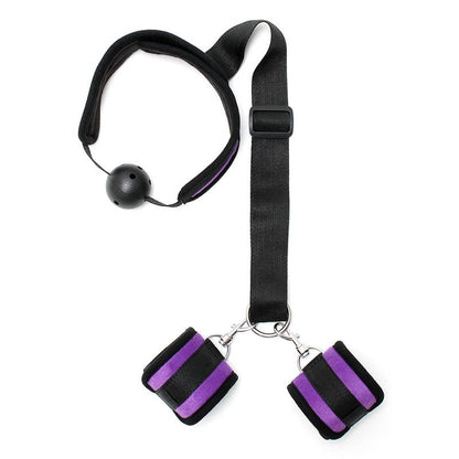 BONDAGE PLAY - SET MOUTHGAG WITH CUFFS PURPLE