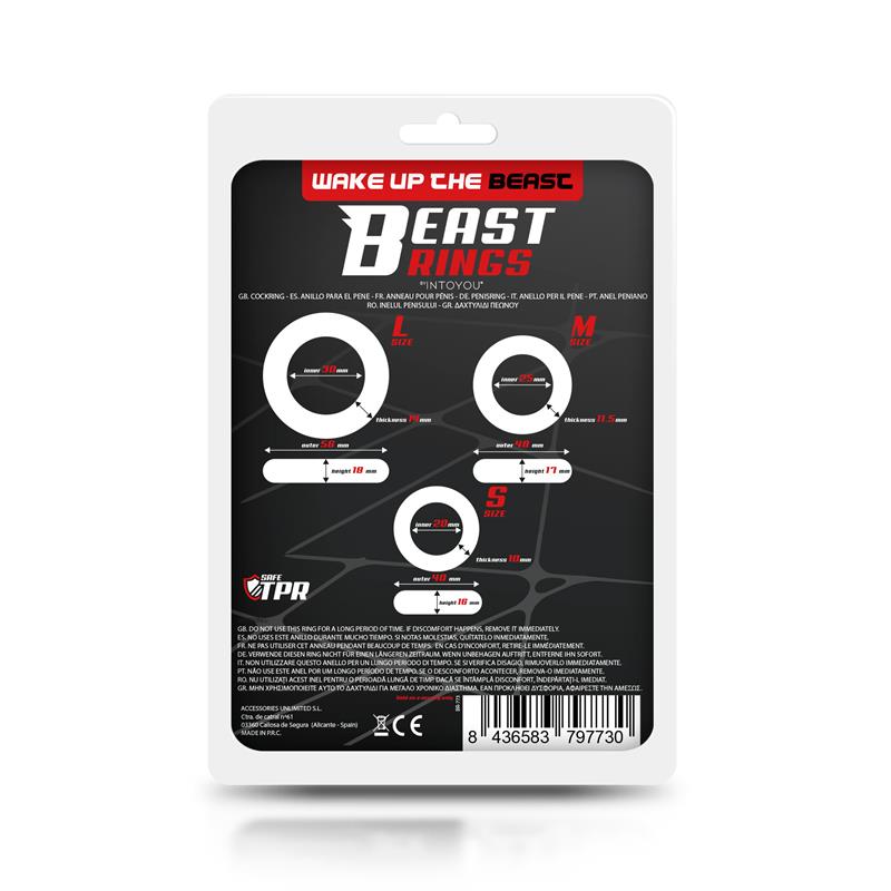 BEAST RINGS - SET OF 3 COCK RINGS FLEXIBLE BLACK
