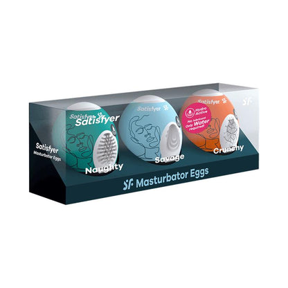 SATISFYER - SET OF 3 MASTURBATOR EGG NAUGHTY, SAVAGE AND CRUNCH