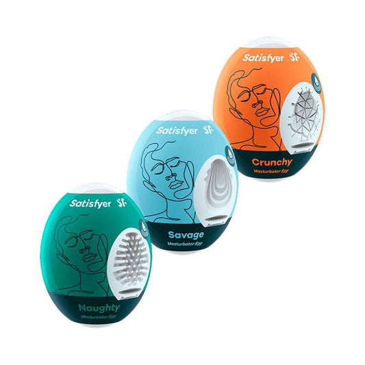 SATISFYER - SET OF 3 MASTURBATOR EGG NAUGHTY, SAVAGE AND CRUNCH