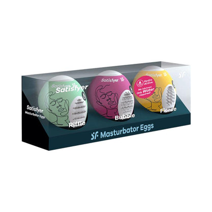 SATISFYER - SET OF 3 MASTURBATOR EGG RIFFLE, BUBBLE AND FIERCE