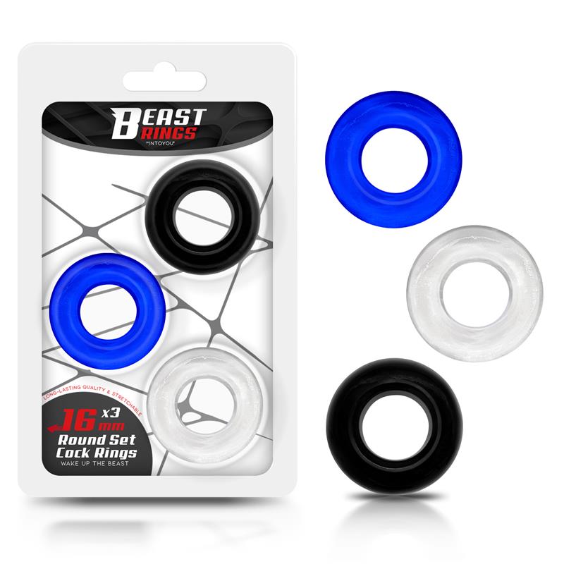 BEAST RINGS - SET OF 3 PENIS RING 3 COLORS 1.6 CM