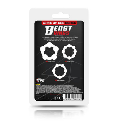 BEAST RINGS - SET OF 3 PENIS RING BEADED FLEXIBLES CLEAR