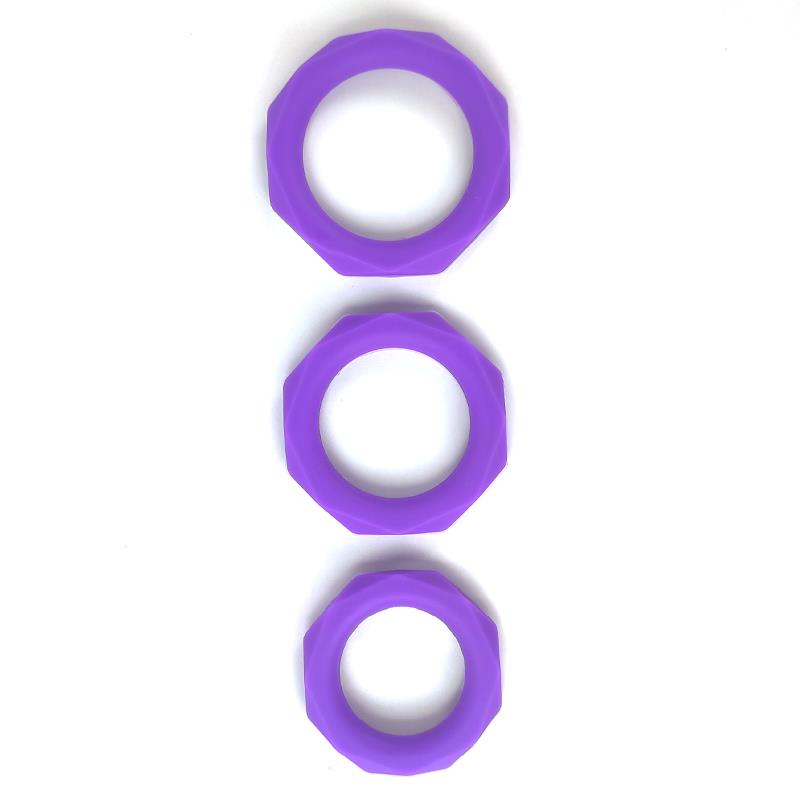 A-GUSTO - SET OF 3 PENIS RINGS SILICONE PURPLE