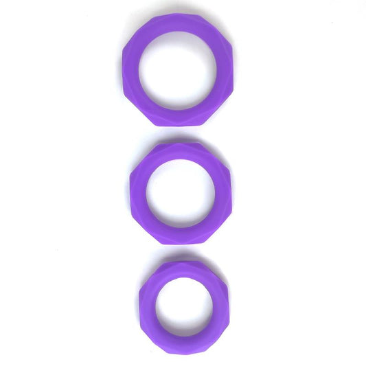 A-GUSTO - SET OF 3 PENIS RINGS SILICONE PURPLE