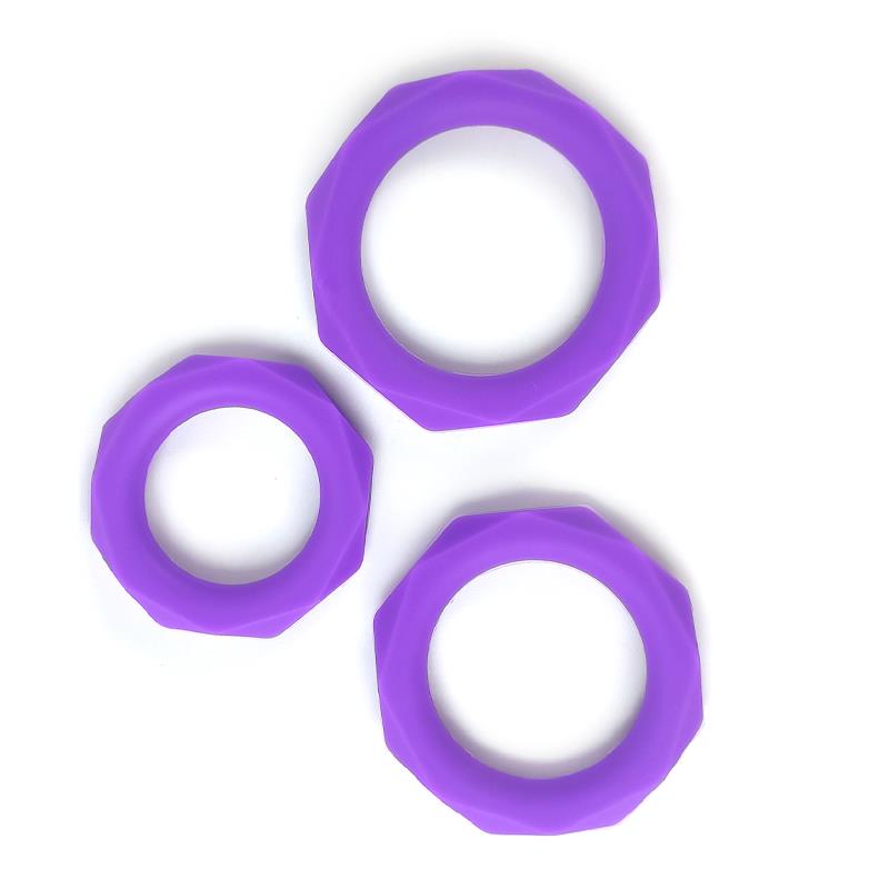 A-GUSTO - SET OF 3 PENIS RINGS SILICONE PURPLE